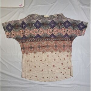 Womens Ginger G short sleeve blouse. Multicolor. Size Large
